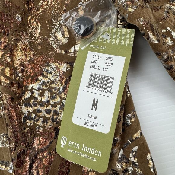 Erin London Metallic Animal Print Blazer Jacket Women’s M Brown Gold NWT - Picture 4 of 13